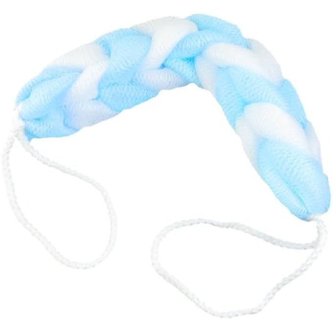 Nylon Double Straps Meshy Bathing Bar Bath Shower Pouf White Blue(id:72 7ea 6a f84 bcb